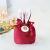 Bolsa de Dulces de Boda de Terciopelo con Orejas de Conejo Caja de Frutas para Dulces de Boda Regalo de Acompañamiento de Boda Bolsa de Regalo de Retorno de Boda