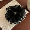 Super Grande Renda Madeira Orelha de Madeira Borda de Malha Scrunchie Primavera Verão Fada Gaze Fina Feminino Suave Fofo Coque Acessório de Cabelo
