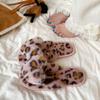 Pantuflas Peludas Estampado de Leopardo, Chanclas de Otoño e Invierno, Pantuflas de Algodón para Salir, Chanclas de Suela Plana, Pantuflas para el Hogar para Mujer, Venta al por Mayor