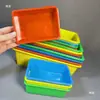 Caja de Plástico Rectangular sin Tapa para Artículos Varios, Cesta de Almacenamiento para Tornillos, Caja de Almacenamiento Colorida para Jardín de Infancia, Marco Pequeño para Fichas de Juego