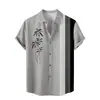 Camisa Masculina Europeia e Americana Transfronteiriça Nova de Verão com Estampa Digital 3D Havaiana Casual de Manga Curta com Lapela Roupa Masculina