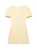 Falda Corta Primavera Nueva Mujer Color Sólido Cuello Redondo Bolsillo Plegado Vestido Estilo Casual Retro Estilo Europeo y Americano Ceñidor de Cintura