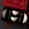 Exquisito y Hermoso Juego de Tazas de Café de Porcelana de Hueso, Regalo de Cumpleaños de Alta Gama, Lujo Accesible y Atractivo Regalo de Inauguración de Casa Caja de Regalo