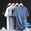 Camiseta de Manga Corta para Hombre, Marca de Moda, Ajuste Holgado de Verano, Manga de Tres Cuartos, Nuevo Modelo 2026, Estilo de Celebridad de Internet, Top Sencillo Estampado