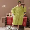 Pijama de Coral Fleece para Mujer Otoño Invierno Nuevo Estilo Set Portátil con Cremallera Moda Suelto Engrosado Cálido Cárdigan Ropa de Casa