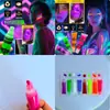 Noche de Fiesta Running Noche de Halloween Discoteca Pigmento Facial Luminoso Pigmento de Pintura Corporal Lavable Pintura Facial Realmente Impermeable y a Prueba de Sudor