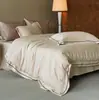 Juego de ropa de cama de cuatro piezas de jacquard tejido grueso de algodón Tencel lavado, color sólido, de alta gama, estilo nórdico de lujo ligero, adecuado para villas, popular en Xiaohongshu