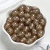 Polvo de purpurina diamante plateado de alta densidad resina cuentas redondas agujero recto cuentas sueltas con cuentas hecho a mano DIY accesorios para pulsera collar