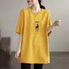 Camiseta de Manga Corta Holgada Talla Grande para Mujer, Marca Nueva de Moda Verano 2026, Camiseta de Longitud Media que Cubre la Cadera