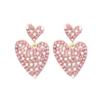 Aretes Europeos y Americanos Exagerados de Aleación Chapados en Oro con Diamantes en Forma de Corazón Personalidad Temperamento Vacaciones Amor Aretes de Perlas Aretes Mujer