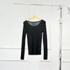 Shenzhen Nanyou Yangzi Fio Super120'S Shimaseiki Malha de Lã com Gola U Sem Costura Calibre 18 Temperamento Elegante
