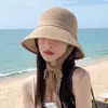 Sombrero de Cubo para Ponerse, Sombrero de Pescador Estilo Coreano Transpirable para Mujer, Sombrero de Cubo Casual a Prueba de Viento, Sombrero Plegable de Protección Solar para Verano