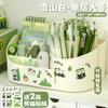 Portalápices de panda verde, caja de almacenamiento, escritorio para estudiantes, de gran apariencia, capacidad, para niños y niñas, cubo giratorio para bolígrafos creativo
