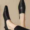 Zapatos Individuales Elegantes de Estilo Francés con Punta Cuadrada Pequeña, Boca Profunda, Tacón de Aguja, Tacón Gatito, Cuero Suave, Retro, Simple, Elegantes, de Socialité, Tacones Altos