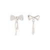 Pendientes de Lazo Yisan Sweet Girl Moda Coreana Diseño de Lujo Ligero Pendientes Asimétricos de Diamante Venta al por mayor en stock