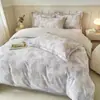 Juego de cuatro piezas de ropa de cama para dormitorio de tela cepillada ecológica 100% algodón con estampado de estilo pastoral, funda de edredón 100% algodón, juego de tres piezas de alta estética para dormitorio