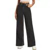 Calça jeans branca de cintura alta, perna reta solta, com efeito de caimento, jeans feminino de quatro vias com elasticidade, lavada, para exportação