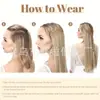 Mecha de Extensão de Cabelo em U Transfronteiriça para Mulheres, Extensão de Cabelo de Uma Peça com Fio de Pesca Grande, Mecha de Extensão de Cabelo Longo Liso Natural Invisível com Presilha