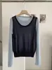 Conjunto de Dos Piezas para Mujer KEKEZOON Chal sin Mangas Calado con Cuello Redondo y Top de Punto Suave de Manga Larga 8774
