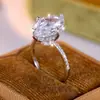 Anel Rongxing Cross-Border de Luxo Leve com Quatro Garras, Pedra Principal Oval, Aro Fino com Pedras Incrustadas, Anel Aberto para Jantar de Gala Feminino, Proposta