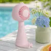 Nuevo modelo de verano, mini ventilador de mano para exteriores e interiores, USB recargable, portátil, de tres velocidades, con base, venta al por mayor
