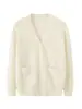 Cárdigan de punto largo con mangas largas para mujer, estilo universitario de primavera y otoño, chaqueta versátil en negro, talla única, albaricoque, blanco, algodón
