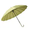Guarda-chuva pequeno e fresco com 16 varetas, cabo curvo e haste reta, guarda-chuva de cabo longo estilo golfe para dias de sol e chuva, guarda-chuva de brinde promocional, logotipo personalizado disponível