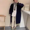 Estilo Coreano Elegante Versátil de Manga Larga Estilo Perezoso Grueso de Lana Suéter Largo Hasta la Rodilla para Mujer Otoño e Invierno Cárdigan Largo de Punto con Bolsillos Grandes