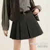 Saia curta plissada cinza estilo colegial para mulheres, saia de lã versátil em linha A que afina, cintura alta, outono e inverno 2026, saia JK