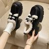Calçado Outwear com Forro de Lã Mao Mao Feminino 2024 Outono e Inverno Novo Solado Grosso Versátil Antiderrapante Sapatos de Couro Mocassins Casuais