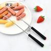 Garfo Retrátil de Aço Inoxidável para Cachorro-Quente e Milho, Garfo de Comida, Utensílios para Churrasco, Cabo de Plástico, Agulha de Assar, Garfo de Assar