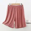 Calça de pijama de modal para mulheres, caimento solto de verão, plus size, calça de casa de verão, shorts de segurança simples de cor sólida
