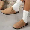 Sandálias Slip-On Fechadas Estilo Birkenstock Tamanho Grande para Mulheres, Slip-Ons de Bico Redondo, Sapatos Preguiçosos, Sandálias, Tamanhos 36-43