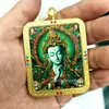 TISCO 4*5 Caja Thangka de Doble Cara Latón Chapado en Oro Repujado Wutaishan Wuye Zakilam Color Dorado Colgante Thangka