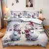 SHEIN juego de tres piezas para cama decoración de vacaciones de Navidad impresión digital decoración de dormitorio para el hogar juego de tres piezas para cama