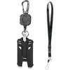 Pronto para Uso Transfronteiriço Fivela Retrátil Mosquetão de Alta Resistência Cordão Destacável Preto Porta-Crachá de Trabalho Pingente Fivela de Puxar Fácil