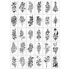 Pegatinas de Tatuaje Florales de Boceto Transfronterizos con un Toque de Lujo, Tatuajes de Animales Florales de Mariposa en Blanco y Negro Estilo Fresco