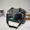 Bolsa Feminina da Moda Outono e Inverno Nova Bolsa de Ombro Jeans com Estampa Xadrez Tabuleiro Bolsa Tote Grande Bolsa de Viagem Bolsa Transversal Fashion