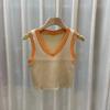 Nuevo verano 2024 estilo preppy retro contraste de color dulce y picante seda tirantes cuello en V top camisola interior para mujer