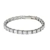 Pulseira de Corrente Tennis Quadrada de Zircônia Estilo Hip-Hop Popular Transfronteiriça, Deslumbrante e Não Desbota, Joia Completa de Diamante em Aço Titânio