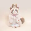 Mochila de Gato de Pelúcia para Simulação Bolsa de Boneca Coração Girly Mochila Decorativa para Roupa de Menina Mochila de Boneca Gato Malhado