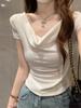 Top Corto de Hombros Descubiertos Dulce y Picante para Mujer, Verano 2026, Camiseta Corta Sexy Ajustada de Manga Corta, de Moda