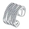 Anillo tejido de alambre de diamante completo estilo coreano fresco multicapa ola línea hueca incrustada de diamante anillo para dedo índice