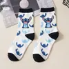 Calcetines de dibujos animados japoneses para mujer, calcetines de algodón peinado hasta la pantorrilla, calcetines de anime de dibujos animados lindos, entrega de una sola pieza