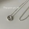 Colar Pingente Irregular Côncavo em Prata de Lei S925 para Mulheres, Corrente de Clavícula Estilo Minimalista de Alto Padrão