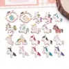 Colgante de Unicornio Pony de Dibujos Animados de Esmalte de Aleación Accesorios para Collar Pendiente Llavero Hechos a Mano DIY