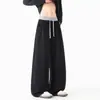 Calça Esportiva Masculina Deconstructed Cinza Escuro Peso Pesado Marca Moderna Ajuste Limpo Solta Caimento Casual Perna Larga