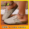 Zapatos estilo Birkenstock sin cordones con pedrería 2026 verano y otoño nuevos Mocasines planos cómodos de punta cerrada estilo europeo y americano para que las mujeres los usen en exteriores