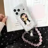 Funda linda redonda con borde redondeado de lunares adecuada para iPhone 17 Pro Max, funda para teléfono Apple 18, 15 con cadena para colgar, 16 de dibujos animados