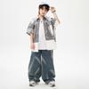 Ropa Moderna para Niños de Danza Urbana, Trajes Hip-Hop para Niños, Ropa de Actuación, Camisas Holgadas de Verano con Bloques de Color para Niñas, Ropa de Actuación Callejera